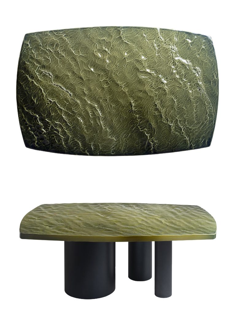 MTT - Art Furniture / Porcelain Table / Waves / 波浪.艺术桌几 / 橄榄绿款 olive green